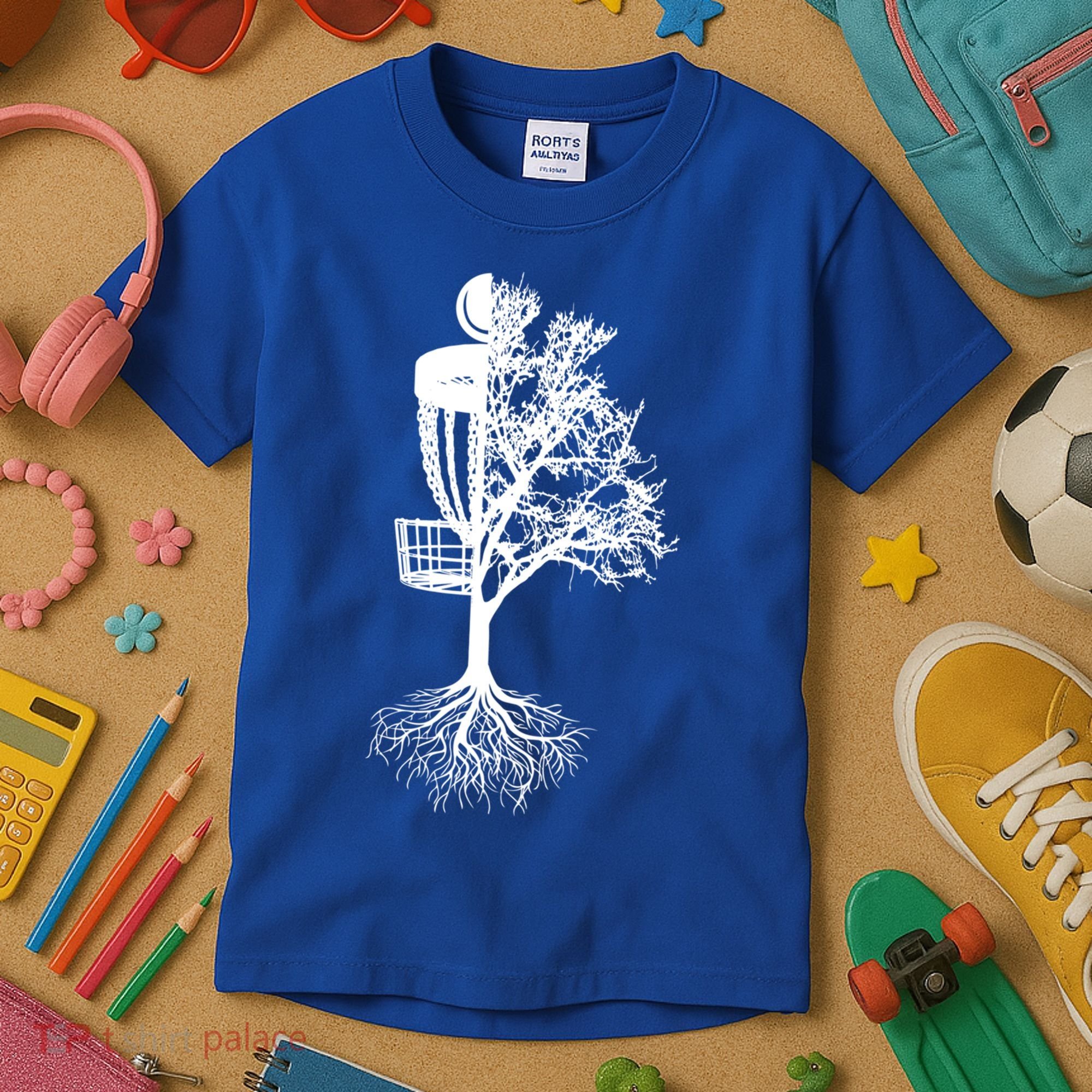 Disc Golf Basket And Tree Frolf Frisbee Golf Cool Gift Kids T-Shirt