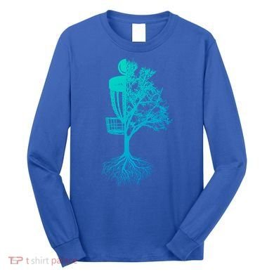 Disc Golf Basket And Tree Frolf Frisbee Golf Cool Gift Long Sleeve Shirt