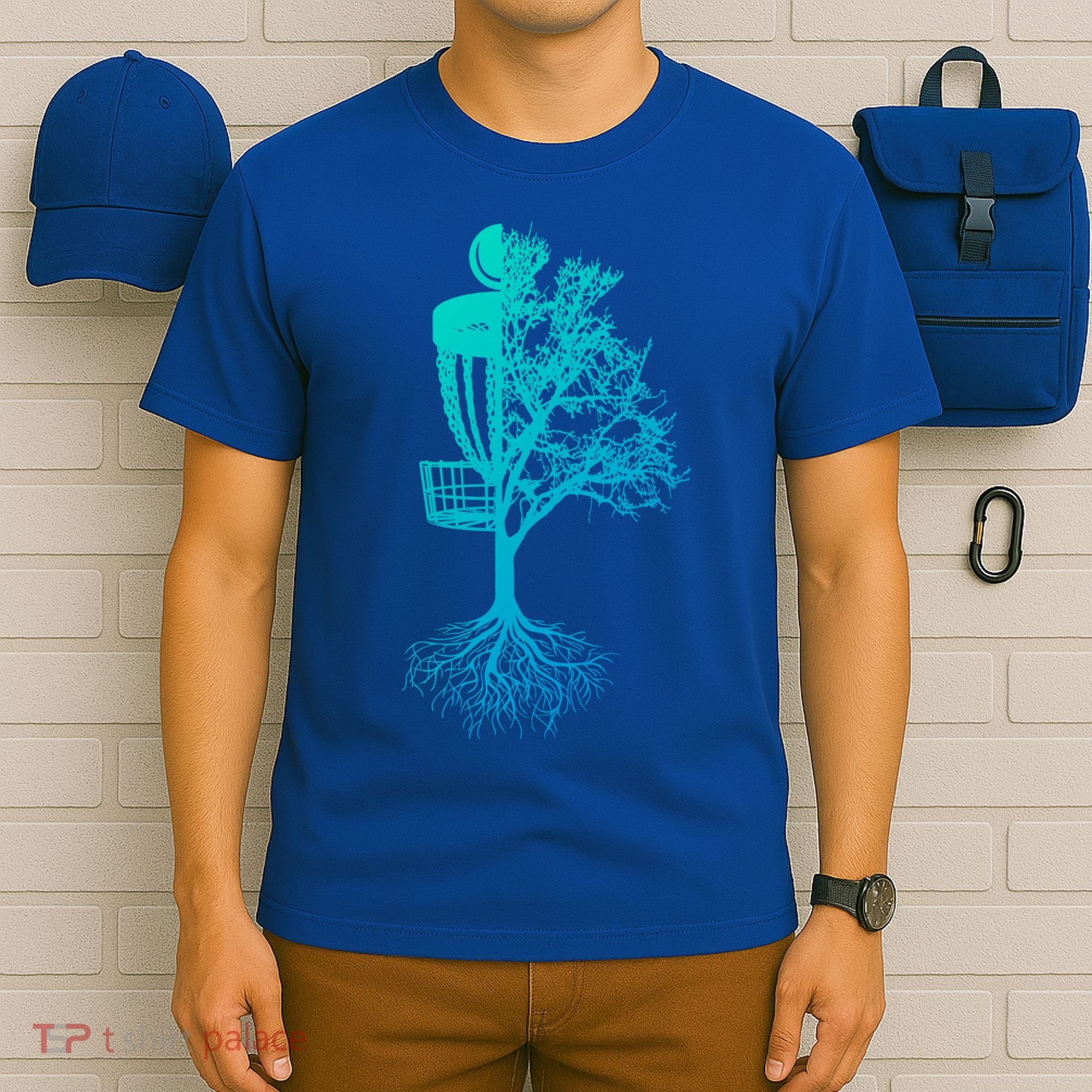 Disc Golf Basket And Tree Frolf Frisbee Golf Cool Gift T-Shirt