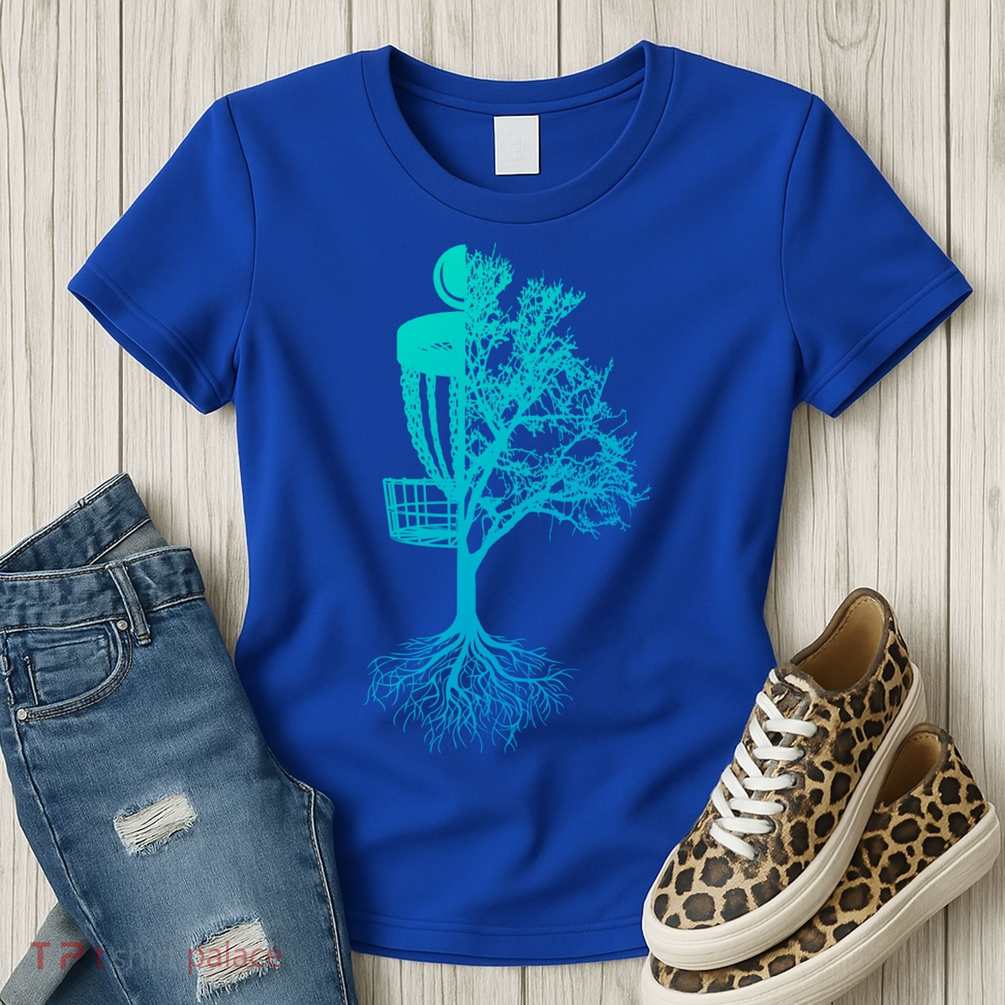 Disc Golf Basket And Tree Frolf Frisbee Golf Cool Gift Women's T-Shirt