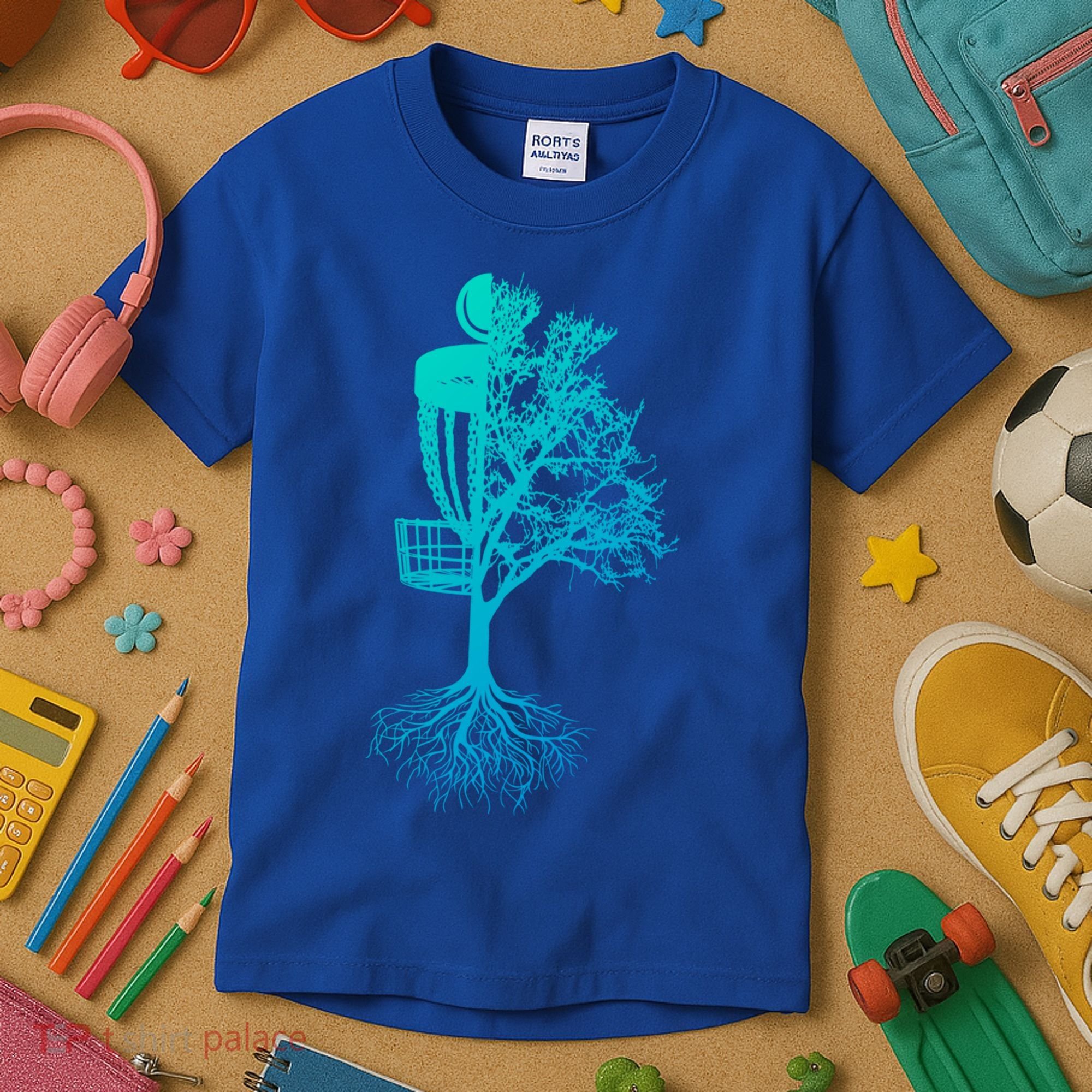 Disc Golf Basket And Tree Frolf Frisbee Golf Cool Gift Kids T-Shirt