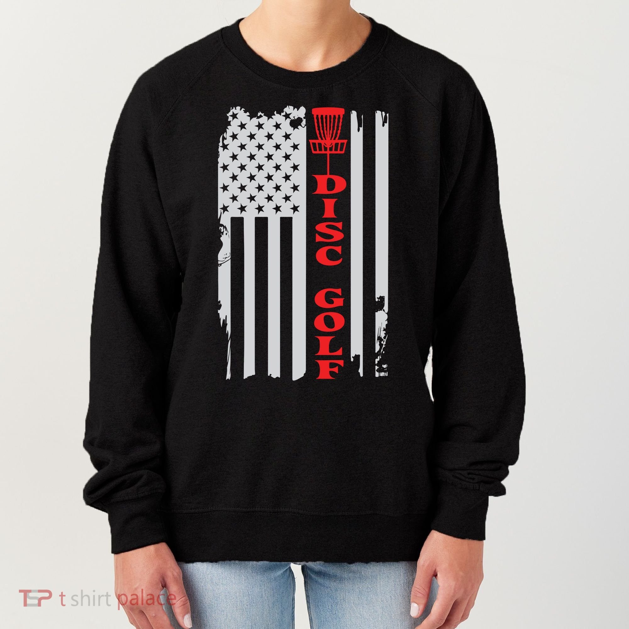 Disc Golf Basket American Flag Gift For Disc Golfers Women's Sweatshirt