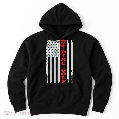 Disc Golf Basket American Flag Gift For Disc Golfers Hoodie