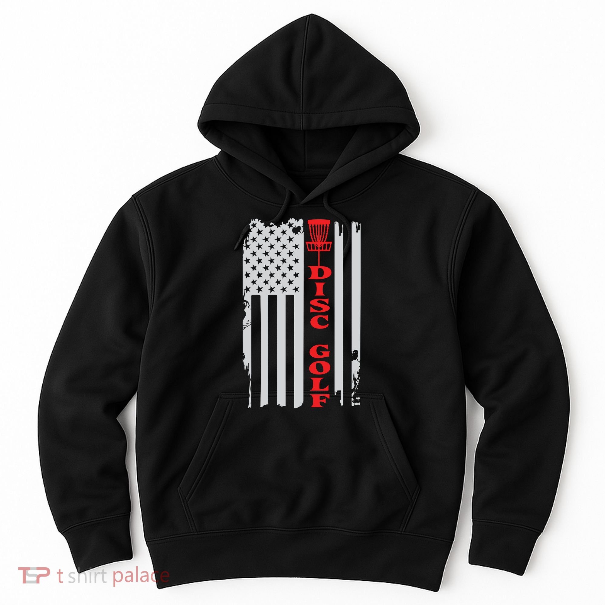 Disc Golf Basket American Flag Gift For Disc Golfers Hoodie