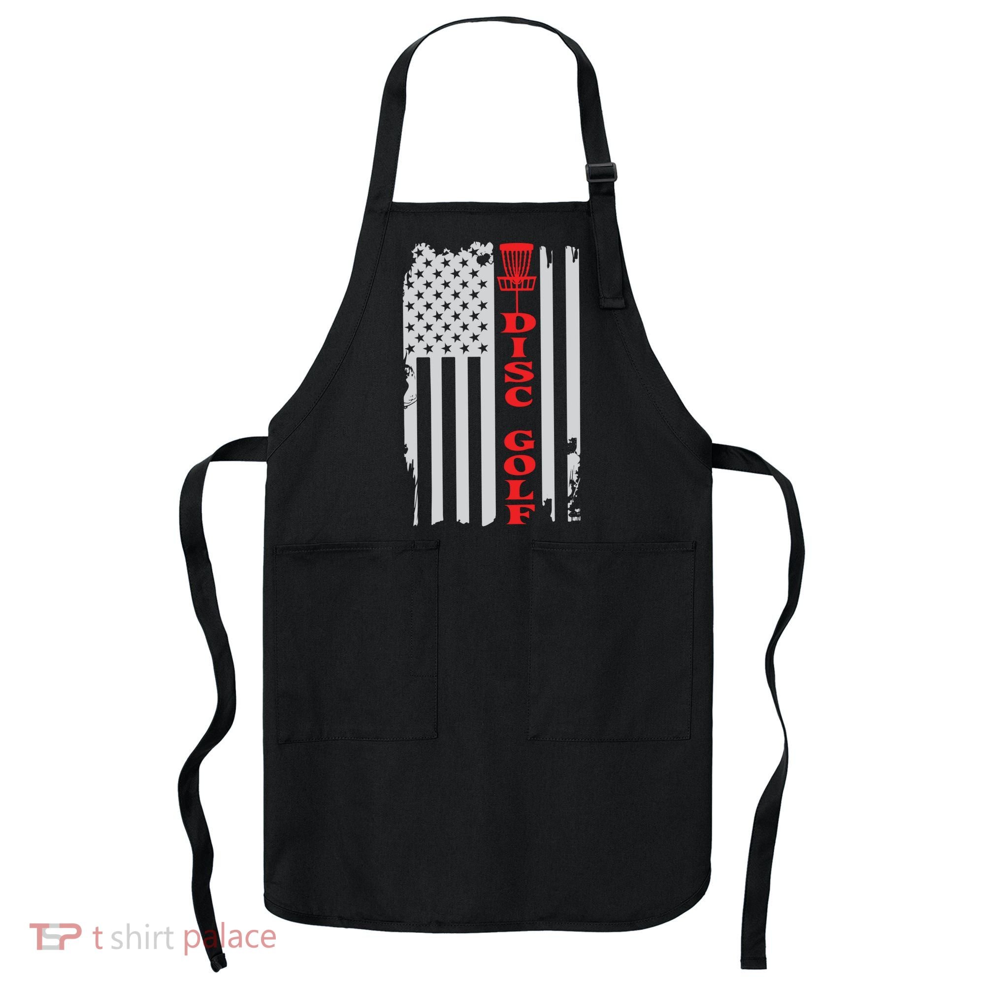 Disc Golf Basket American Flag Gift For Disc Golfers Apron