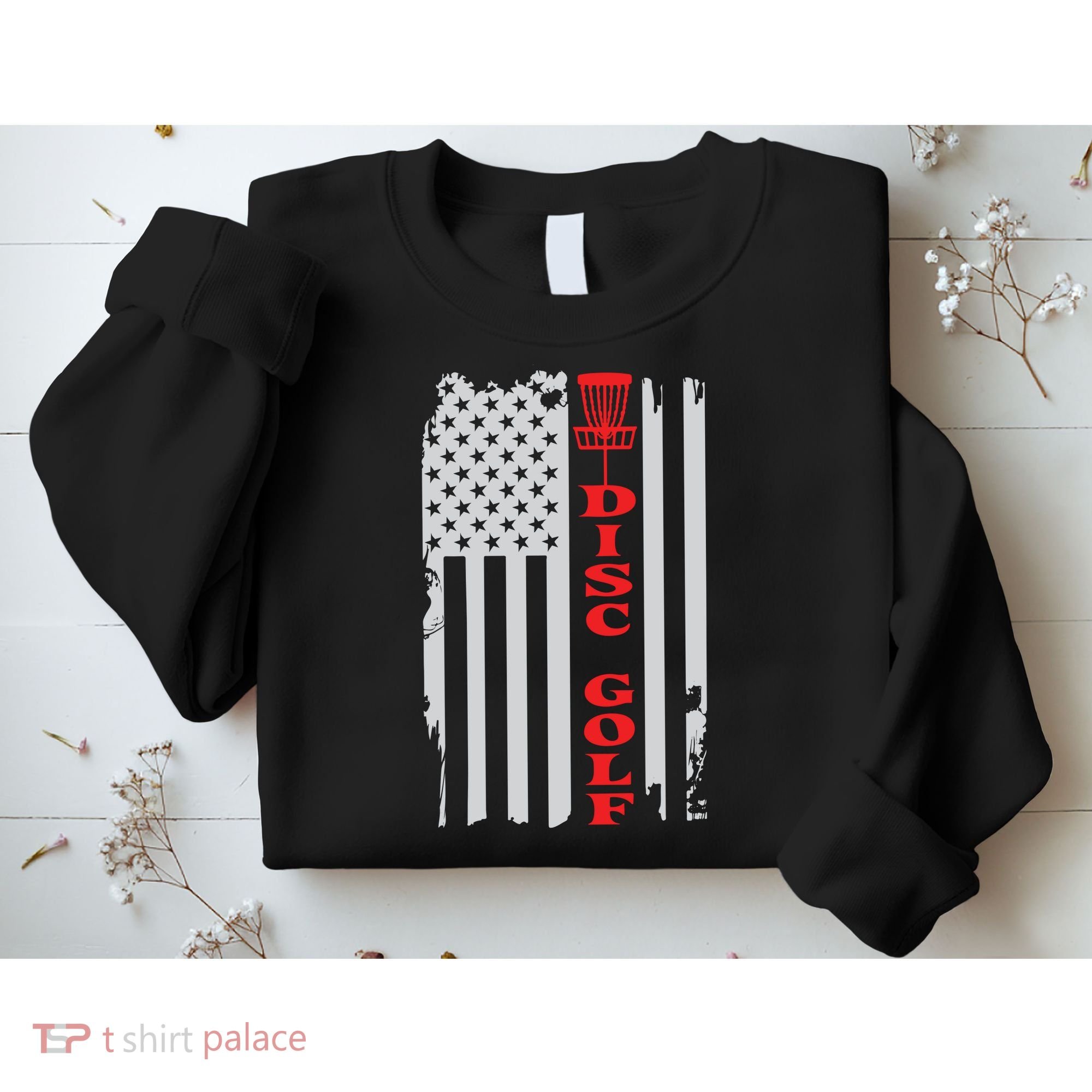 Disc Golf Basket American Flag Gift For Disc Golfers Sweatshirt