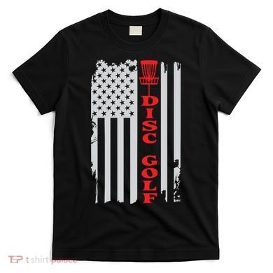 Disc Golf Basket American Flag Gift For Disc Golfers T-Shirt