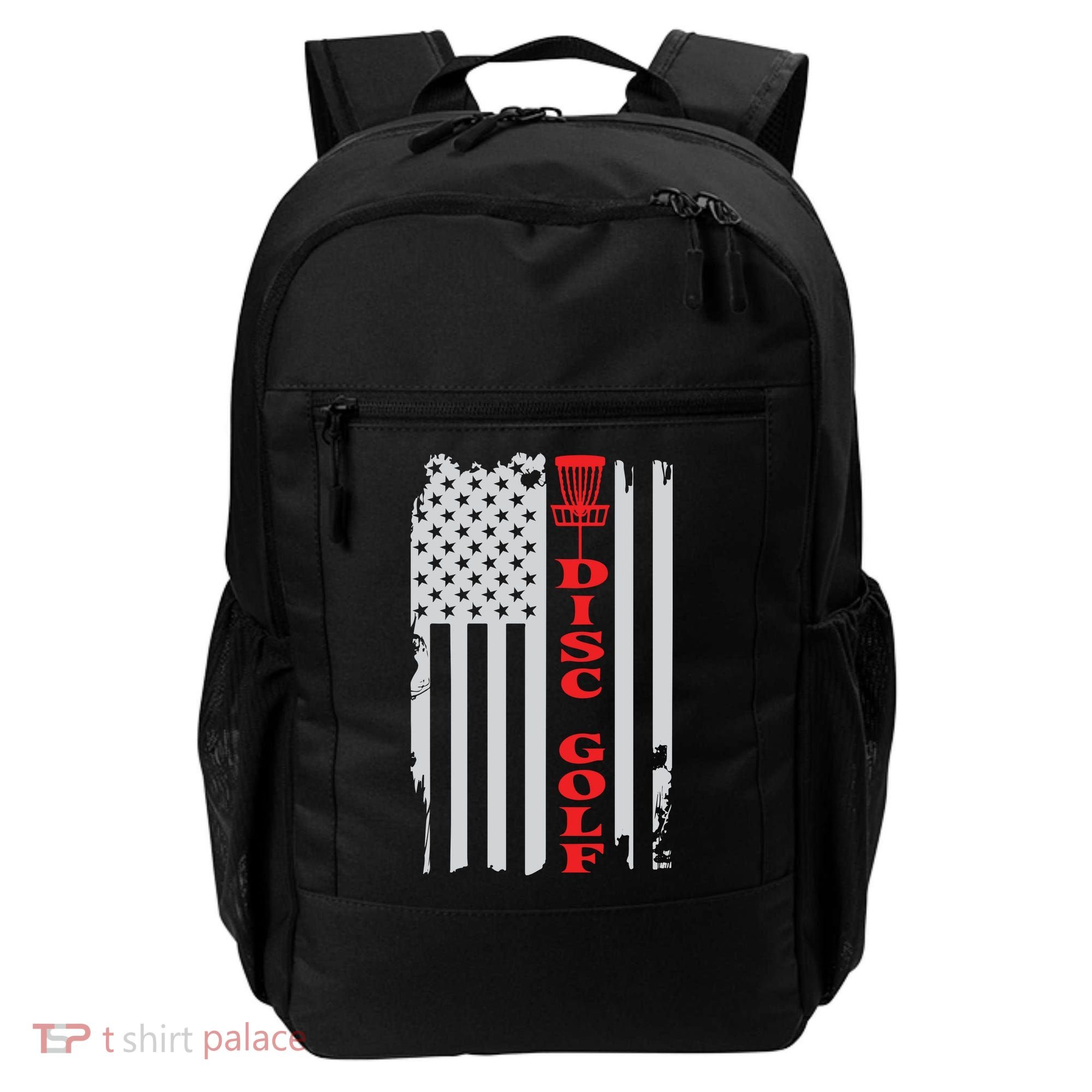 Disc Golf Basket American Flag Gift For Disc Golfers Backpack