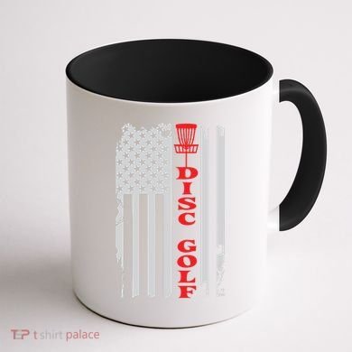 Disc Golf Basket American Flag Gift For Disc Golfers Coffee Mug back