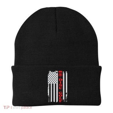 Disc Golf Basket American Flag Gift For Disc Golfers Beanie