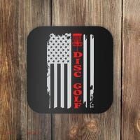 Disc Golf Basket American Flag Gift For Disc Golfers Coaster thumb 0