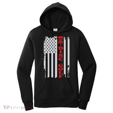 Disc Golf Basket American Flag Gift For Disc Golfers Women's Hoodie