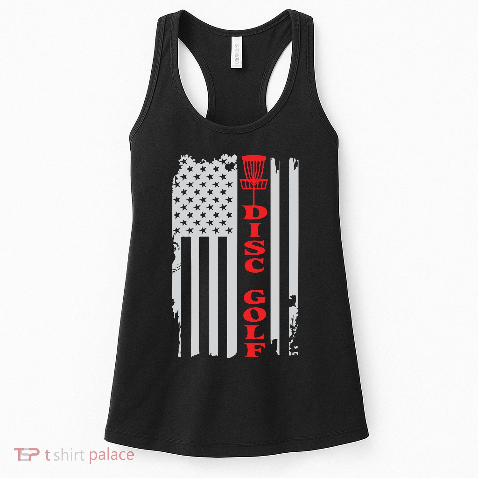 Disc Golf Basket American Flag Gift For Disc Golfers Women's Tank Top