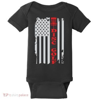 Disc Golf Basket American Flag Gift For Disc Golfers Baby Bodysuit