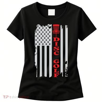Disc Golf Basket American Flag Gift For Disc Golfers Women's T-Shirt