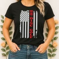 Disc Golf Basket American Flag Gift For Disc Golfers Women's T-Shirt thumb 2