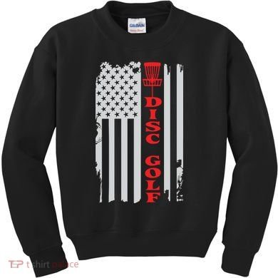 Disc Golf Basket American Flag Gift For Disc Golfers Kids Sweatshirt