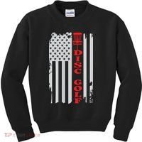 Disc Golf Basket American Flag Gift For Disc Golfers Kids Sweatshirt thumb 0