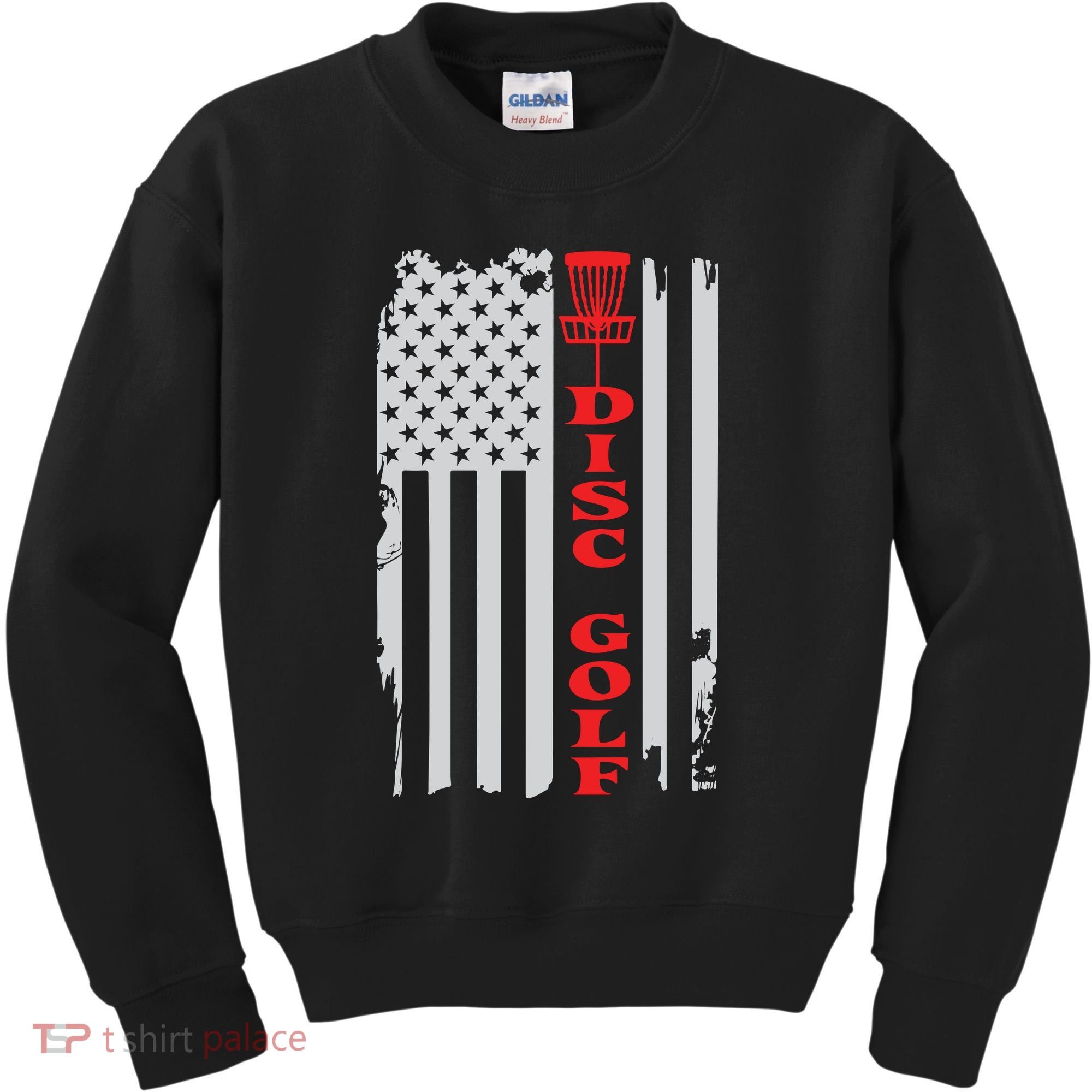 Disc Golf Basket American Flag Gift For Disc Golfers Kids Sweatshirt