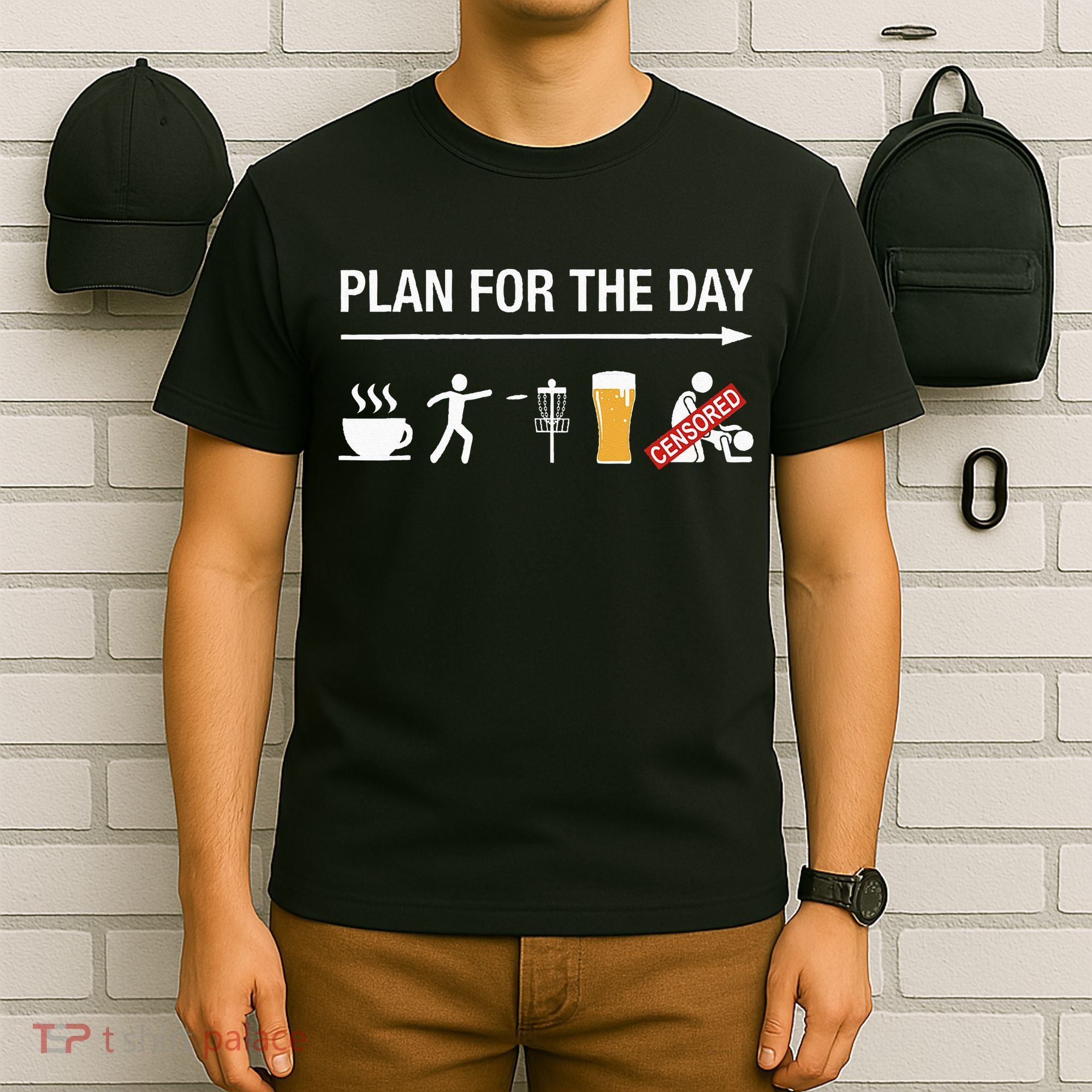 Disc Golf Basket Frisbee Golfing Frolf Coffee Beer Adult T-Shirt