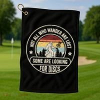 Disc Golf Basket Retro Not All Who Wander Are Lost Bigfoot Golf Towel thumb 1