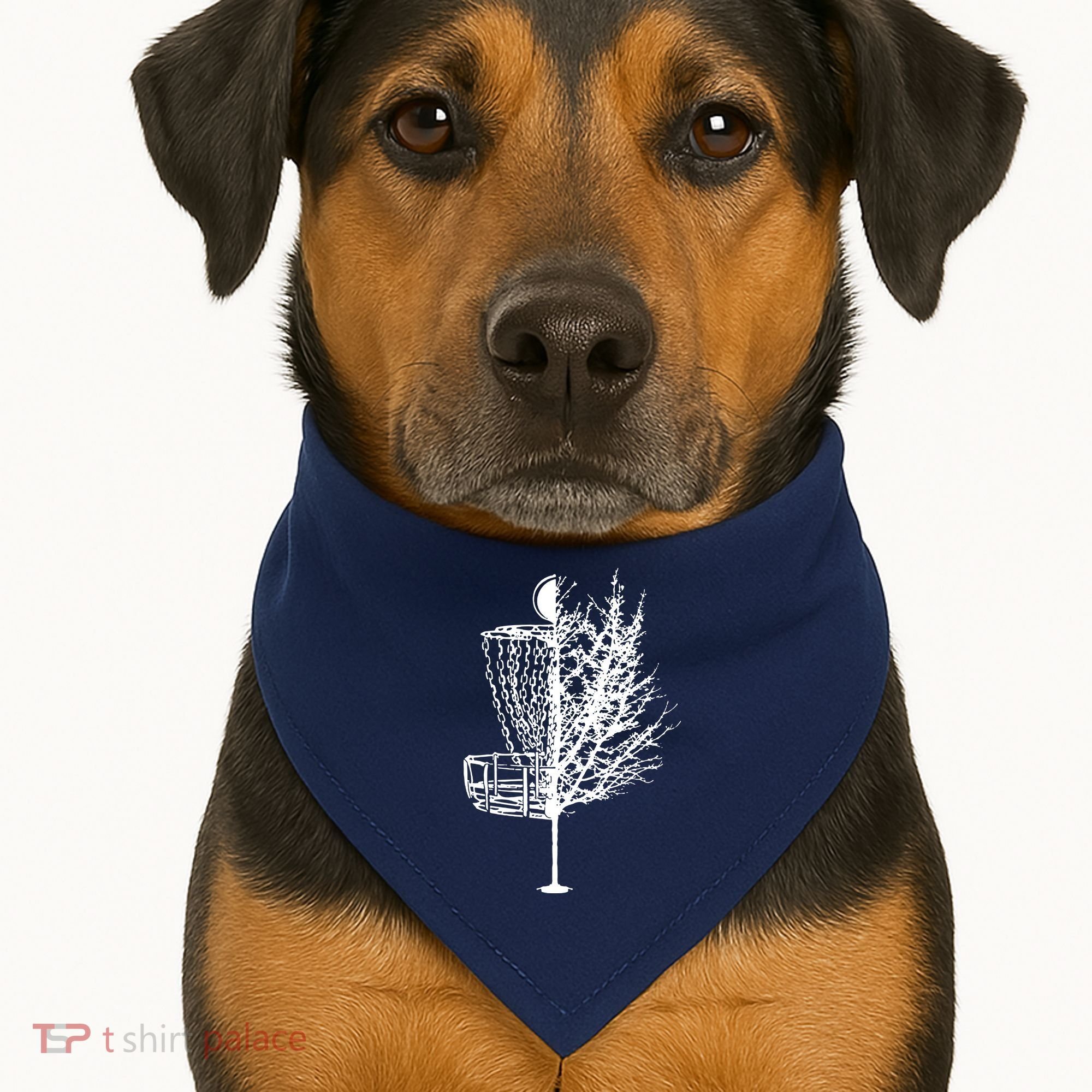 Disc Golf Basket Tree Shirts Funny USA-Made Doggie Bandana