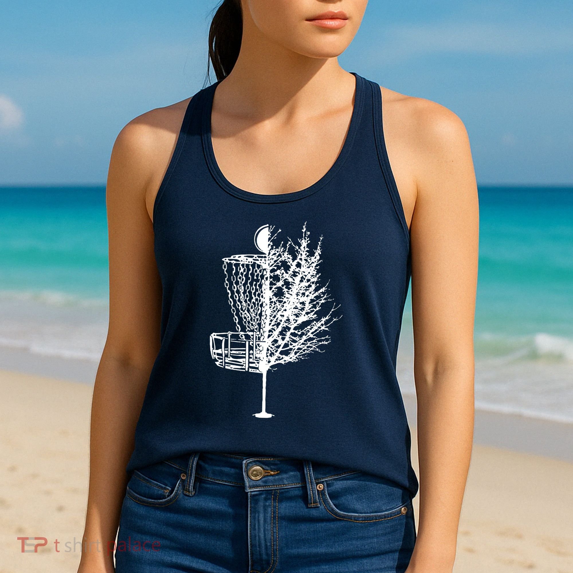 Disc Golf Basket Tree Shirts Funny Women's Tank Top