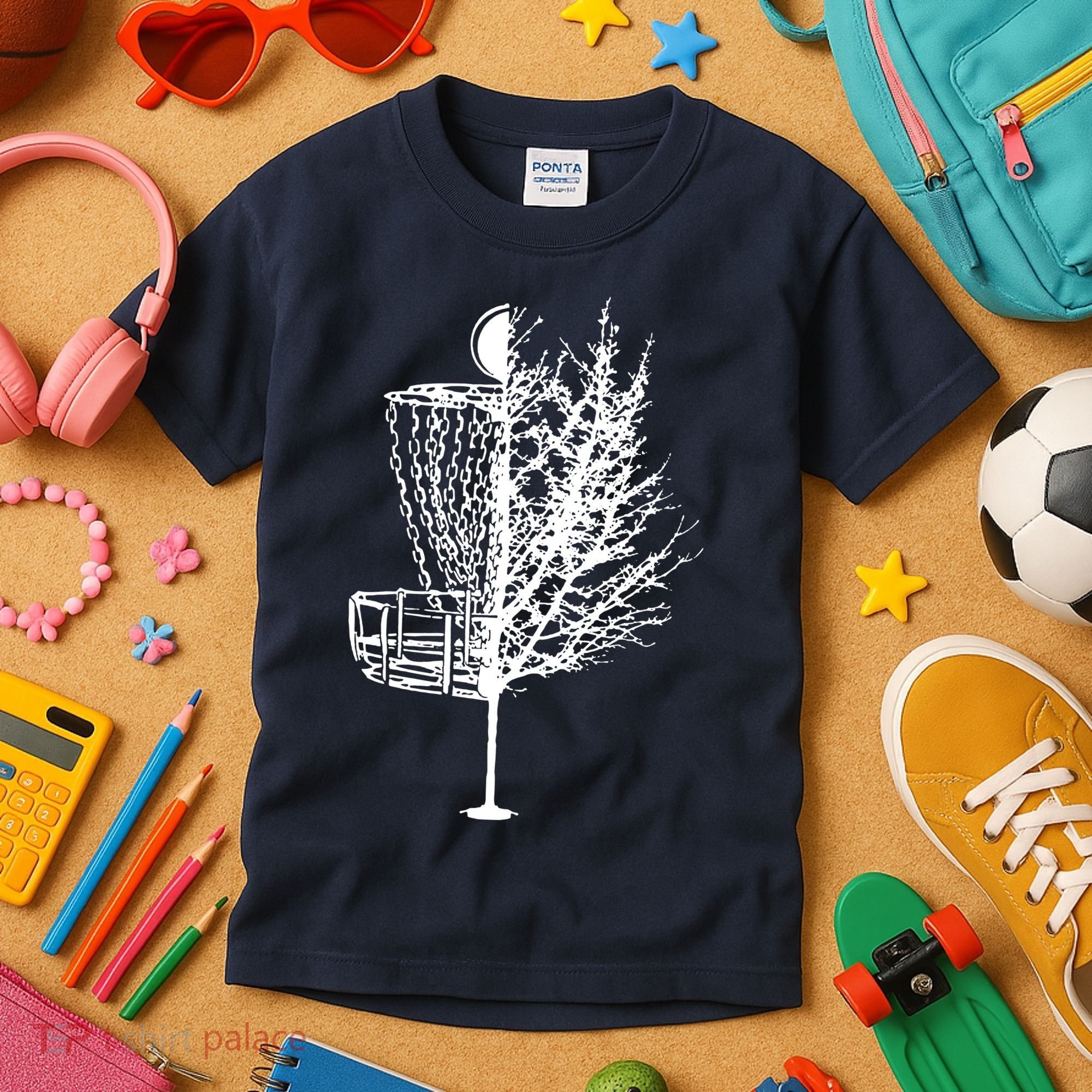 Disc Golf Basket Tree Shirts Funny Kids T-Shirt