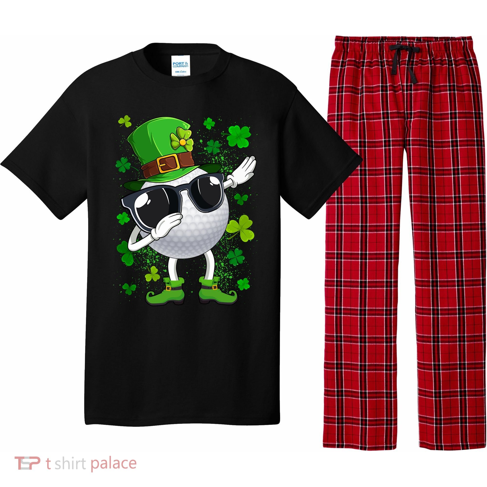 Dabbing Golf Ball Leprechaun Saint Patrick's Day Cool Gift Pajama Set