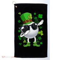 Dabbing Golf Ball Leprechaun Saint Patrick's Day Cool Gift Golf Towel thumb 0