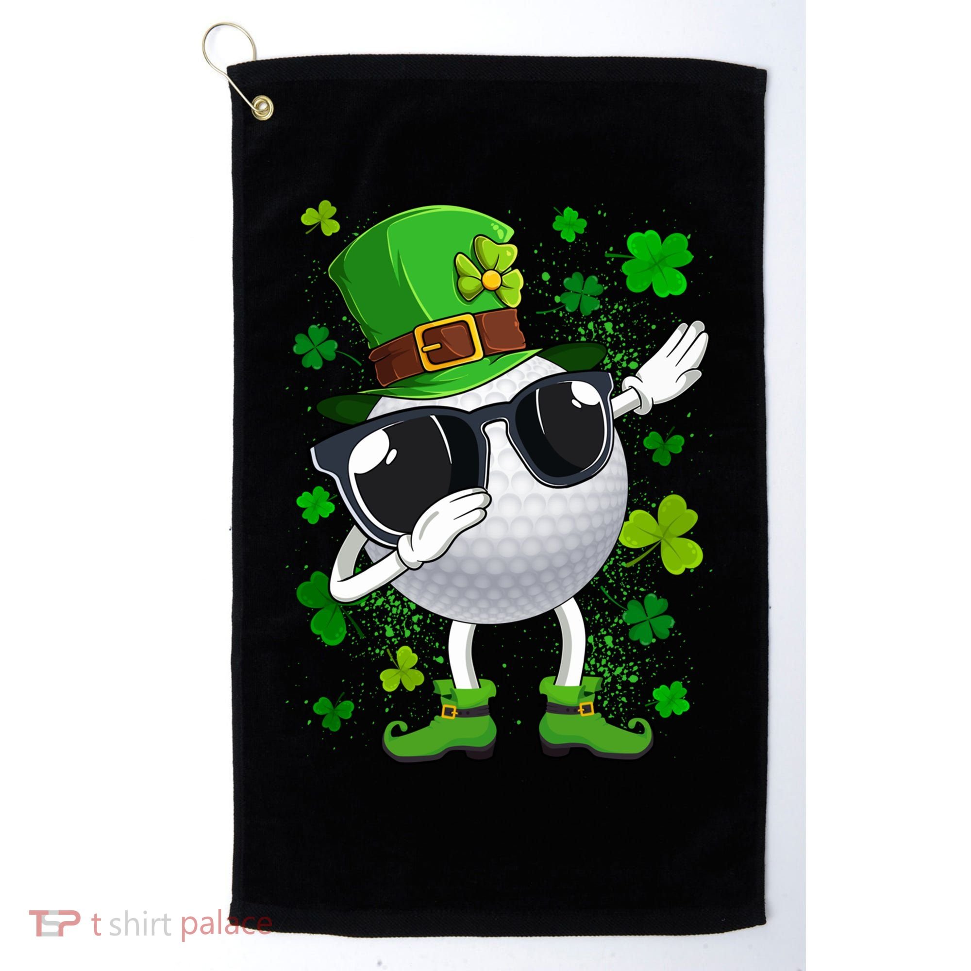Dabbing Golf Ball Leprechaun Saint Patrick's Day Cool Gift Golf Towel
