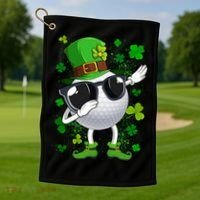 Dabbing Golf Ball Leprechaun Saint Patrick's Day Cool Gift Golf Towel thumb 1