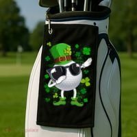 Dabbing Golf Ball Leprechaun Saint Patrick's Day Cool Gift Golf Towel thumb 2