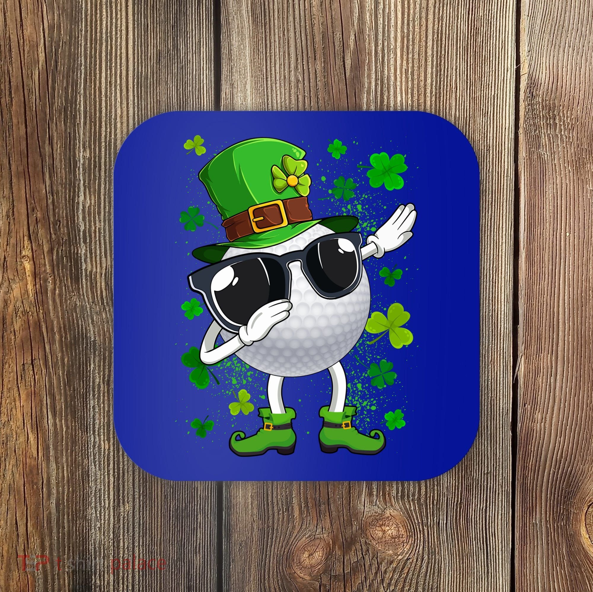 Dabbing Golf Ball Leprechaun Saint Patrick's Day Cool Gift Coaster
