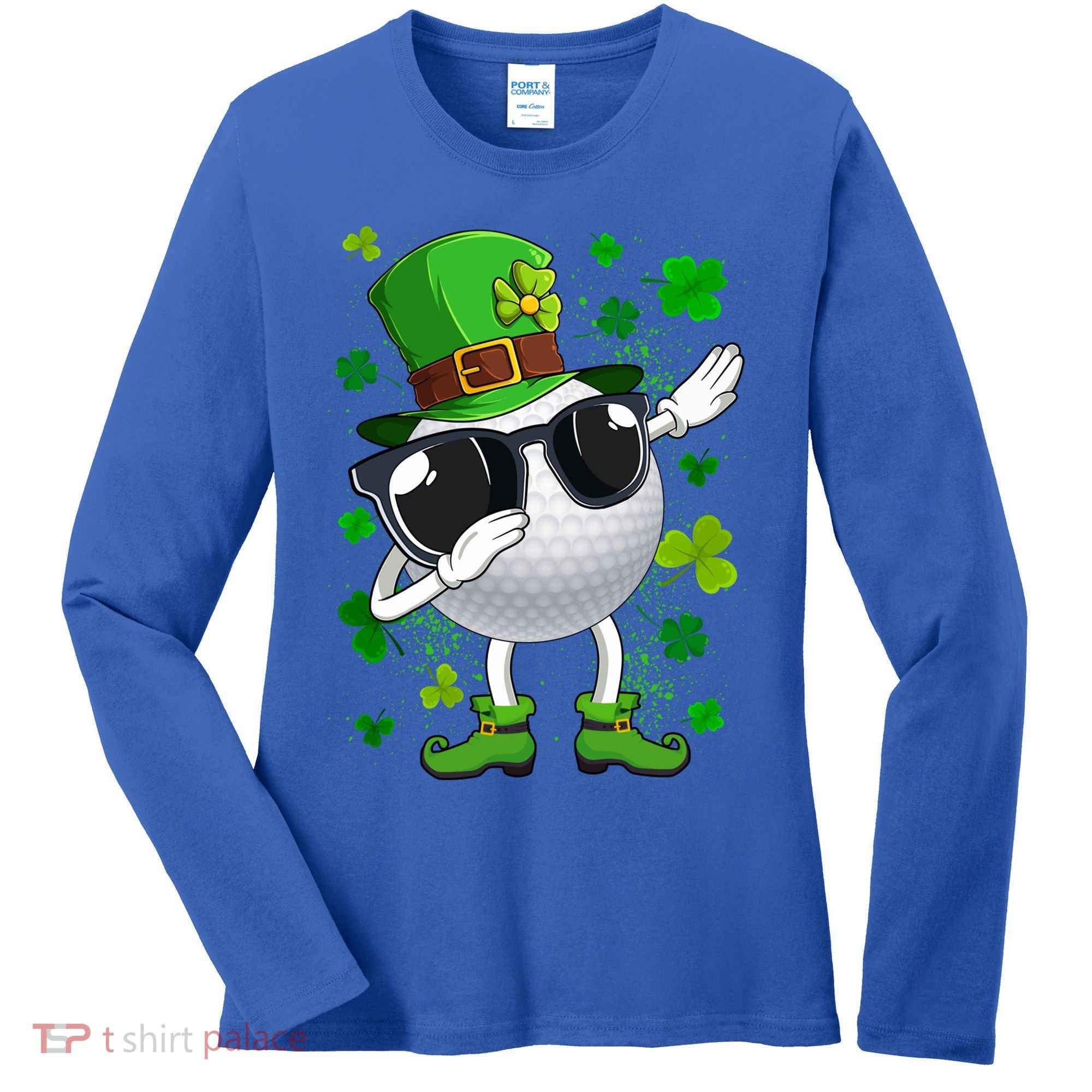 Dabbing Golf Ball Leprechaun Saint Patrick's Day Cool Gift Women's Long Sleeve Shirt