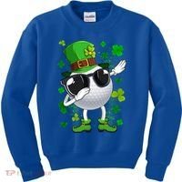 Dabbing Golf Ball Leprechaun Saint Patrick's Day Cool Gift Kids Sweatshirt thumb 0