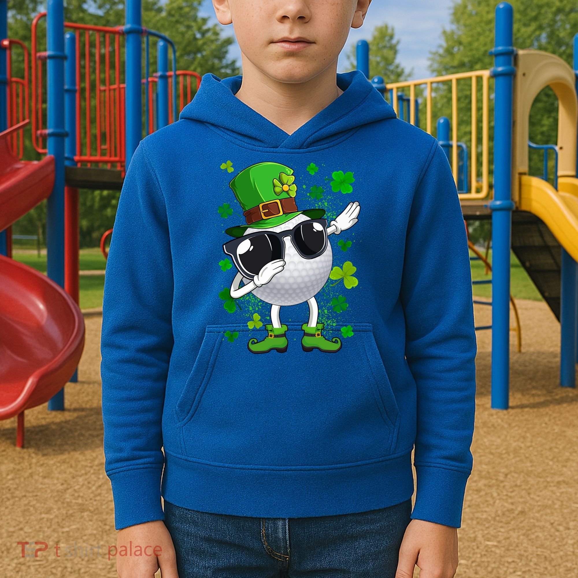 Dabbing Golf Ball Leprechaun Saint Patrick's Day Cool Gift Kids Hoodie