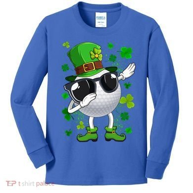 Dabbing Golf Ball Leprechaun Saint Patrick's Day Cool Gift Kids Long Sleeve Shirt