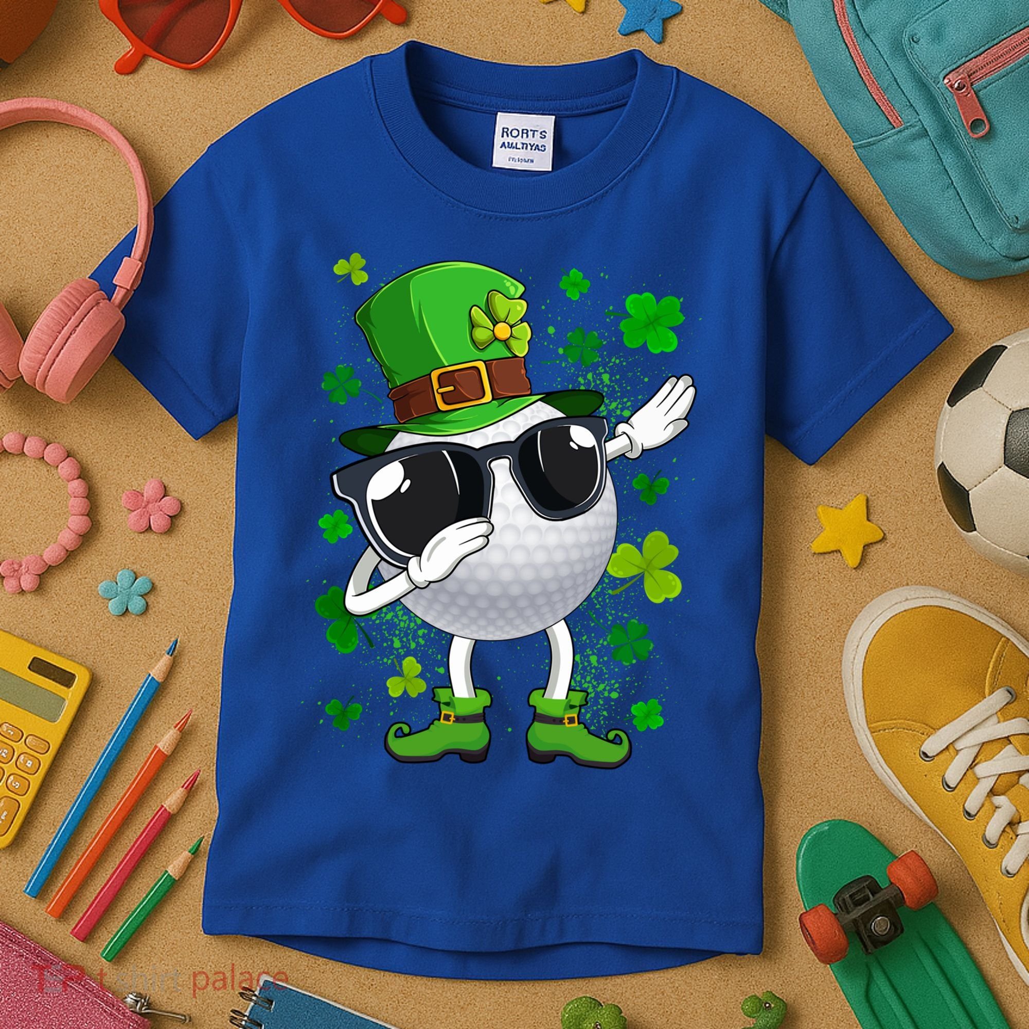 Dabbing Golf Ball Leprechaun Saint Patrick's Day Cool Gift Kids T-Shirt