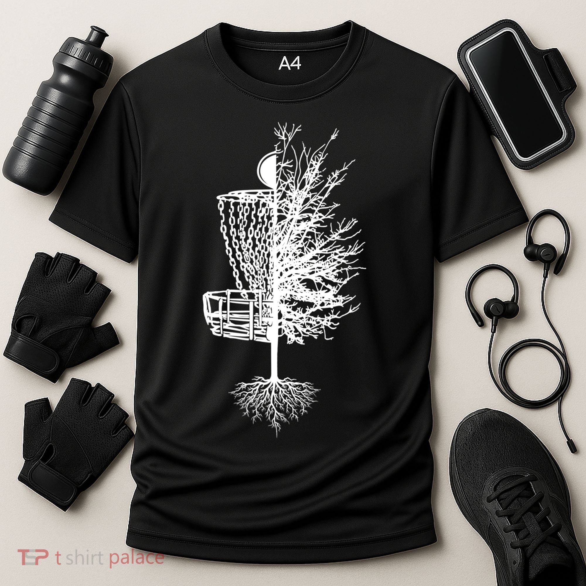 Disc Golf Basket Tree Cooling Performance Crew T-Shirt