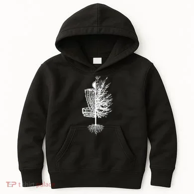Disc Golf Basket Tree Kids Hoodie