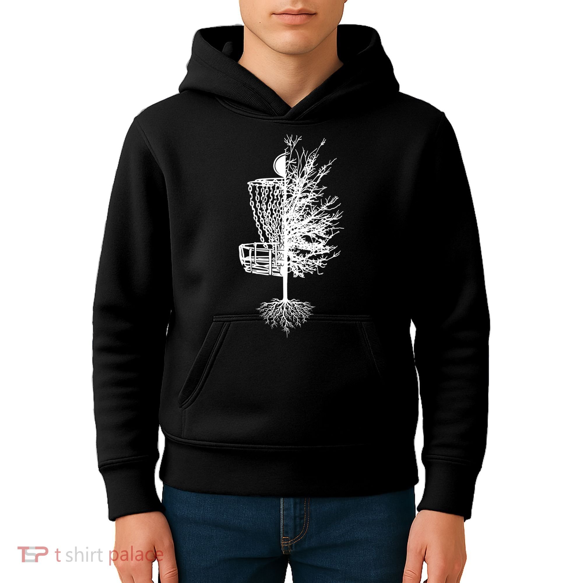 Disc Golf Basket Tree Kids Hoodie