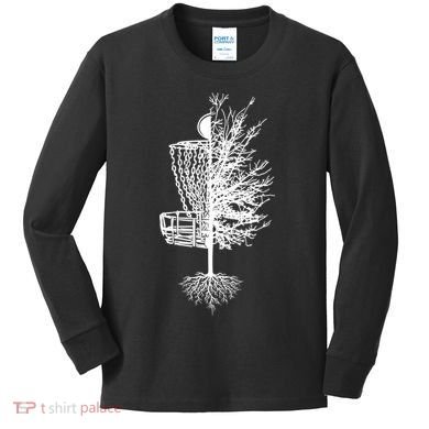 Disc Golf Basket Tree Kids Long Sleeve Shirt