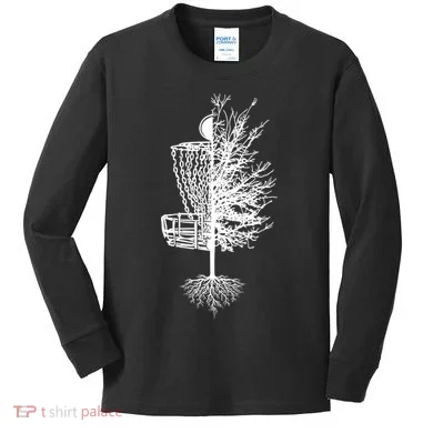 Disc Golf Basket Tree Kids Long Sleeve Shirt