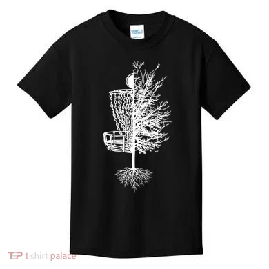 Disc Golf Basket Tree Kids T-Shirt