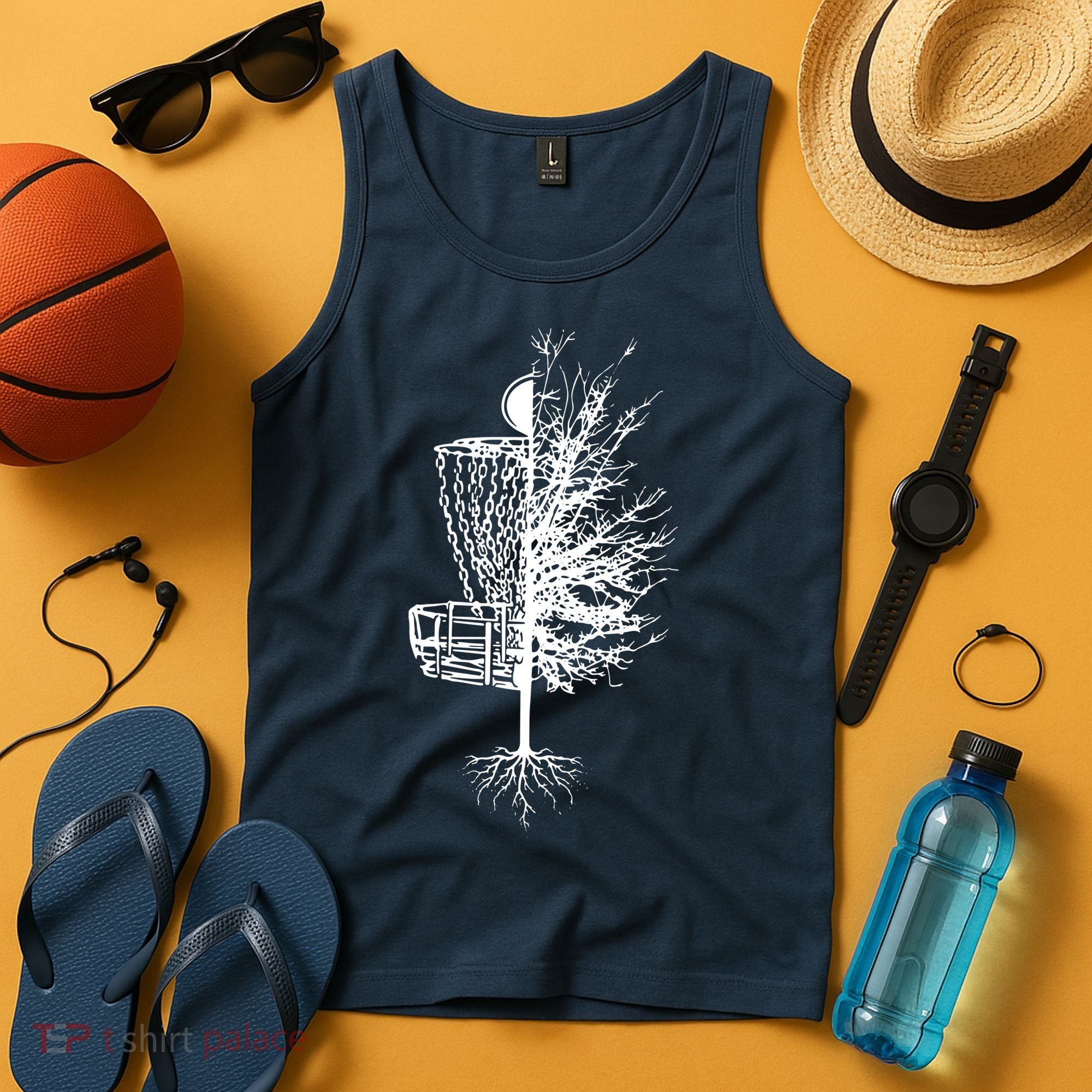 Disc Golf Basket Tree Frisbee Golf Tank Top