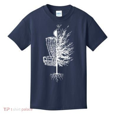 Disc Golf Basket Tree Frisbee Golf Kids T-Shirt