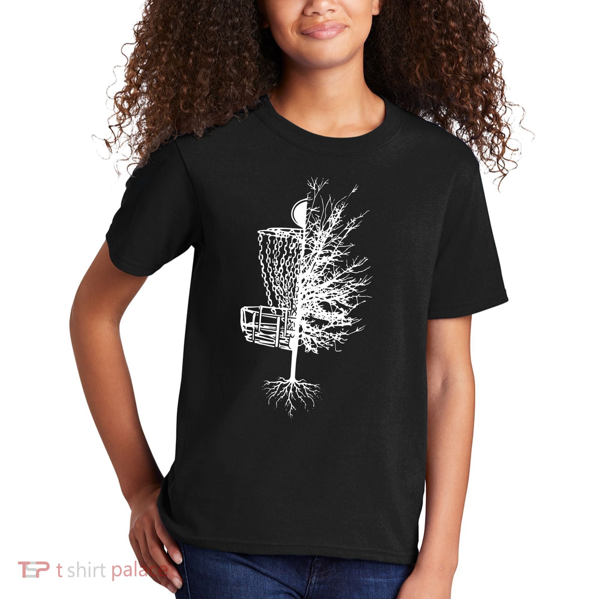 Disc Golf Basket Tree Frisbee Golf Kids T-Shirt