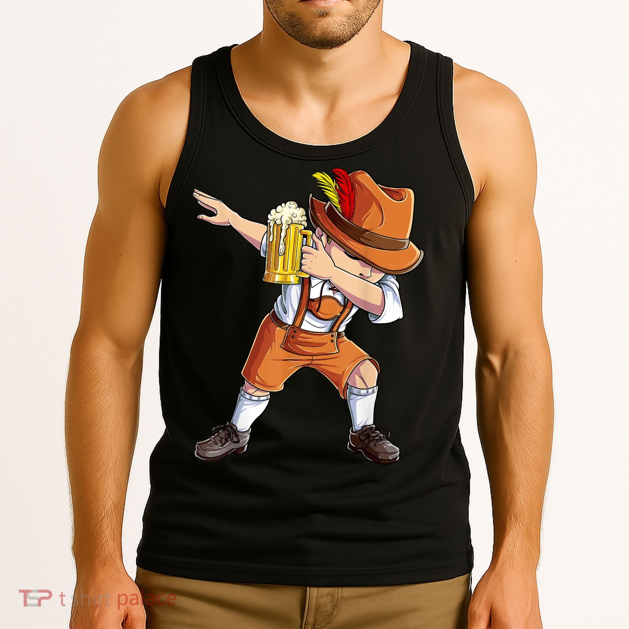 Dabbing German Clothes Oktoberfest Lederhosen Men Prost Beer Tank Top