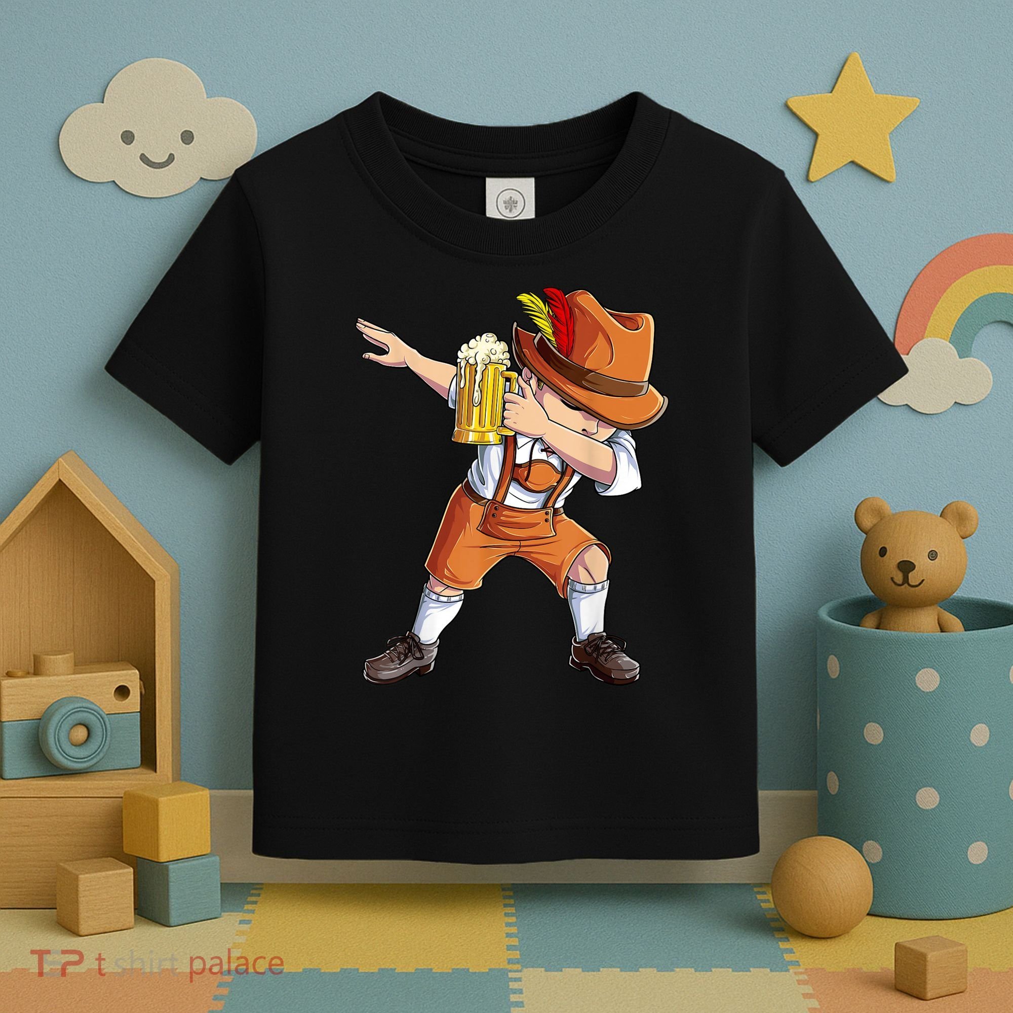 Dabbing German Clothes Oktoberfest Lederhosen Men Prost Beer Toddler T-Shirt
